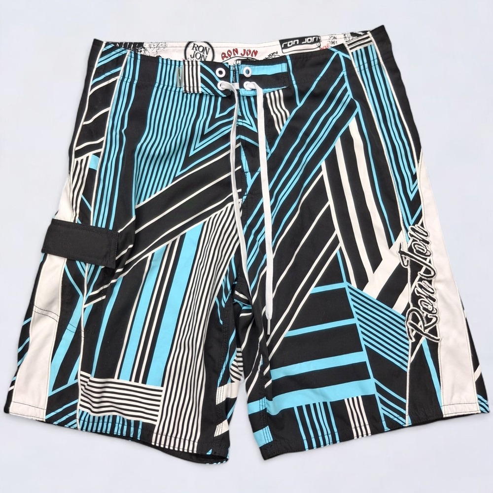 Ron Jon Board Shorts Men's 32 (Fits 34x9) Multicolor Unlined Surf Swim Beach